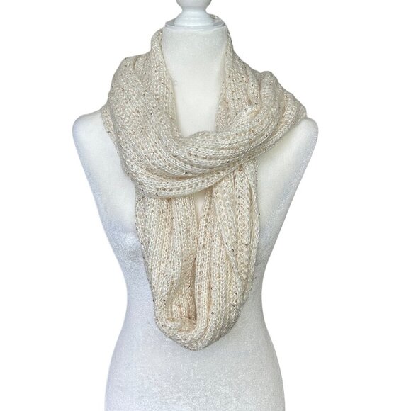 Calvin Klein White Gold Sequin Infinity Loop Scarf NWT One Size - Picture 1 of 7